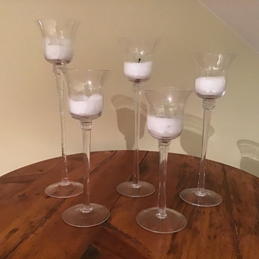 PartyLite Elegant Stemmed Votive Holder Quintet - Picture 1 of 5